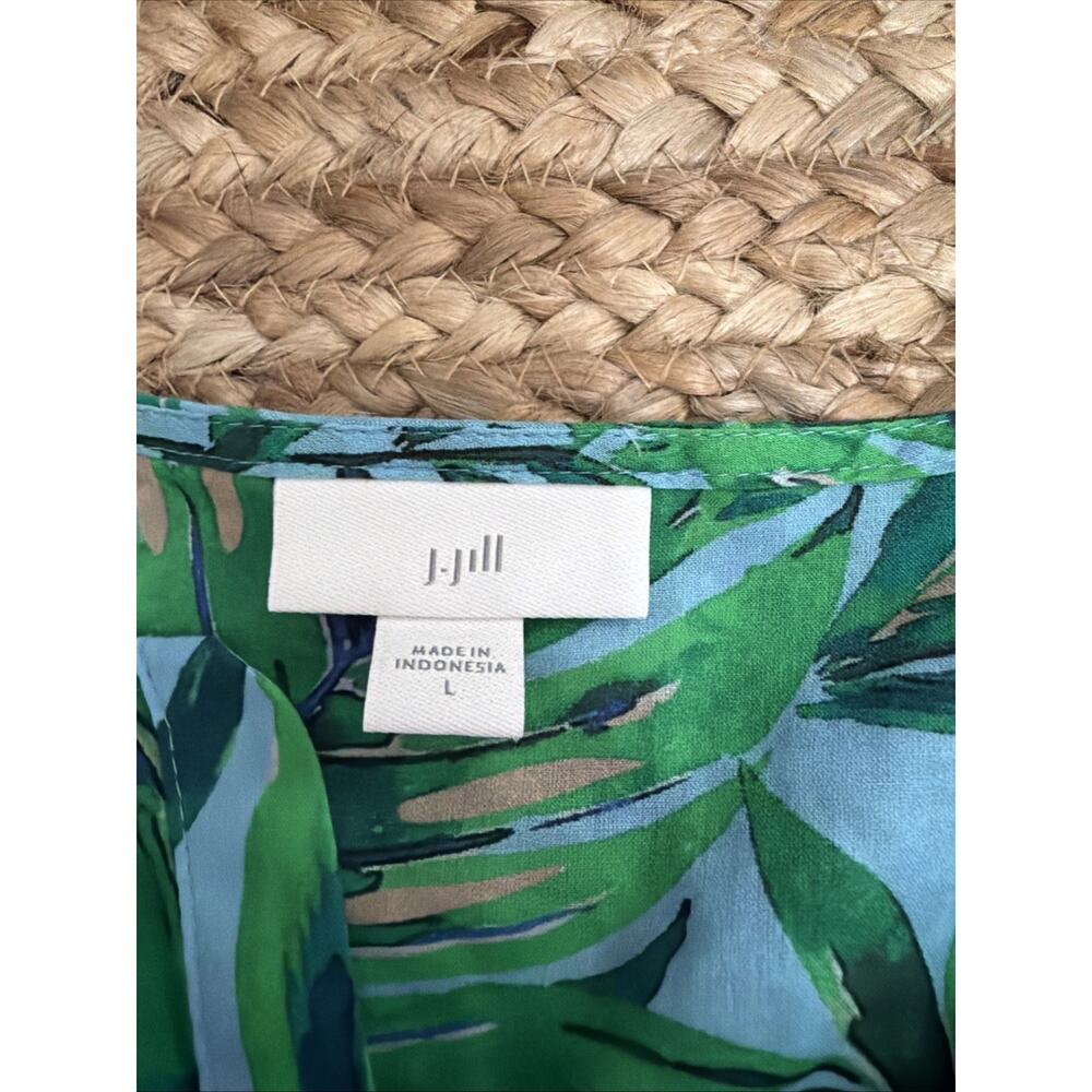 J. Jill 100% Cotton Blouse Tunic 3/4 Sleeves Tropical Resort Boho Sz L - Picture 4 of 7